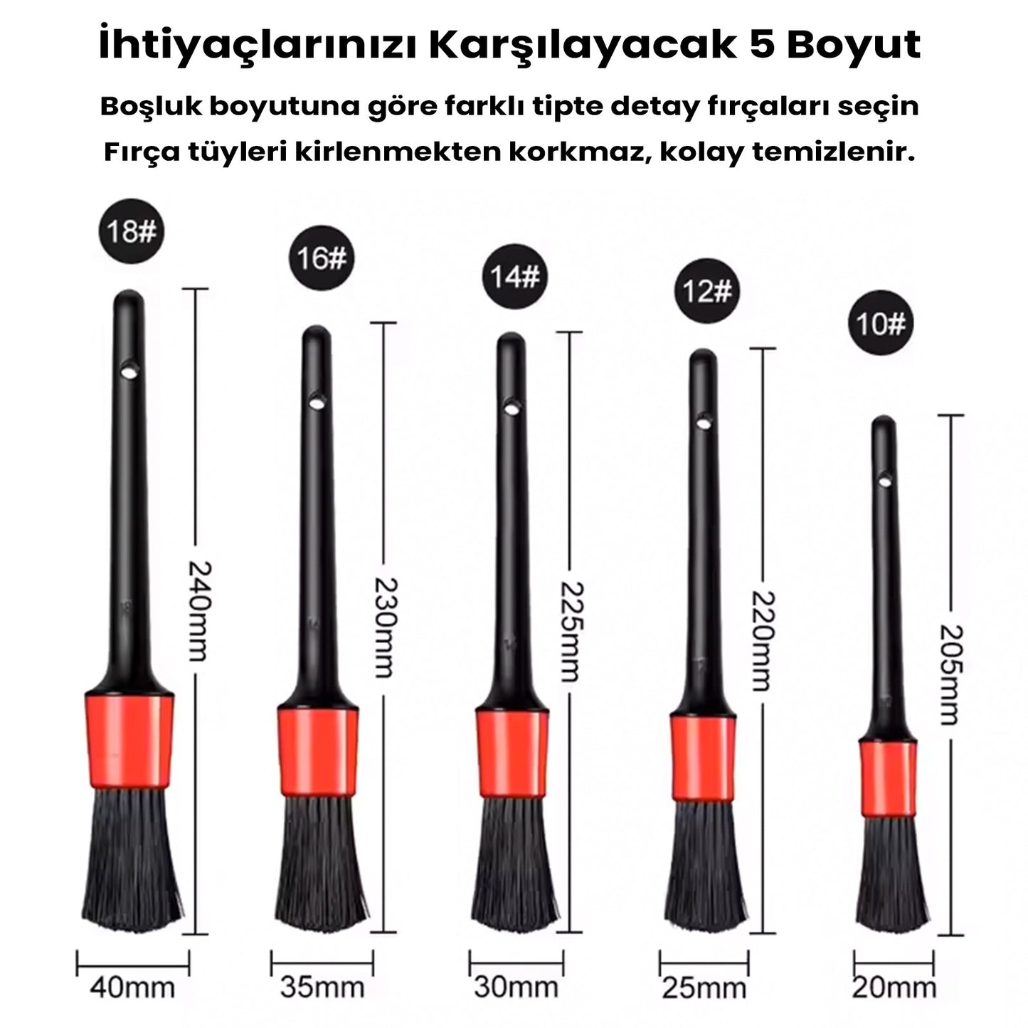 Araç İçi Temizlik Fırçası Blister 5'li Set